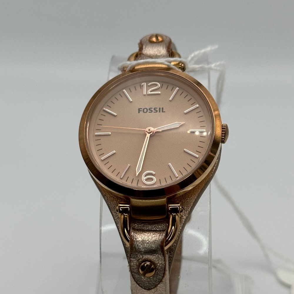 Fossil Women's Georgia Metallic Rose Three-Hand Leather Watch ES3413